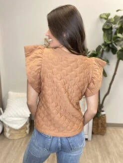 Quilted Ruffle Short Sleeve Round Neck Top | S - L -Bee Cool Store aNmzkl2qt48A43cA4mKnkRVDtoyyVpKETzBy2TkC