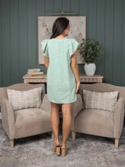 V-Neck Flutter Sleeve Dress | S - L -Bee Cool Store b78ac8cc5ac0df94c64305b09f2e51cb