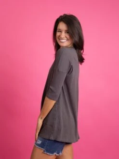 3/4 Sleeves Round Neck Ribbed Tunic Top W/ Pockets | S-XL -Bee Cool Store bbd954fd337f26f9b1d9bad2704f5ca7