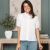Embroidery Fabric Lightweight Button Down Mock-neckline Short Sleeves Top | S-XL 2 Embroidery Fabric Lightweight Button Down Mock-neckline Short Sleeves Top | S-XL -Bee Cool Store bfc0bca61961a07d790e93a1708c5ca4