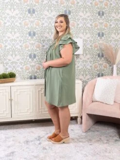 Ruffle Sleeve V-Neck Frilled Shift Dress | S-XL -Bee Cool Store bfdf6780b0290fd876711d95454854c8