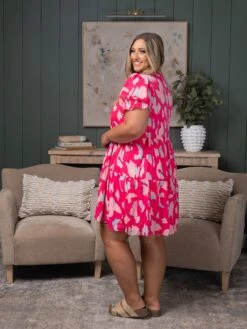 Abstract Printed Puff Short Sleeve Tiered Dress | S - XL -Bee Cool Store c40ce521377d0093a9f2f962738f7a93