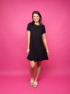 Short Sleeve Round Neck Cotton Dress W/ Ribbing | S - XL -Bee Cool Store d012fad00176e7460f56e45324d5977a