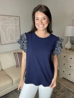 Ruffled Sleeves Short Sleeve Top | S - 3X -