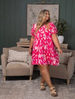 Abstract Printed Puff Short Sleeve Tiered Dress | S - XL -Bee Cool Store e872eaab9109a7daacbf98084f4a0dbe