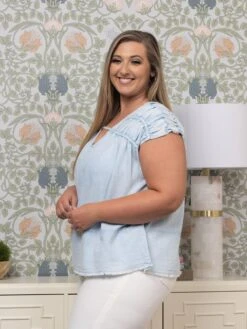 Washed Denim Top W/V-Neck & Cap Sleeves | S-3XL 6 Washed Denim Top W/V-Neck & Cap Sleeves | S-3XL -Bee Cool Store f5adfa09db85e088b612fb94fa9d35f2