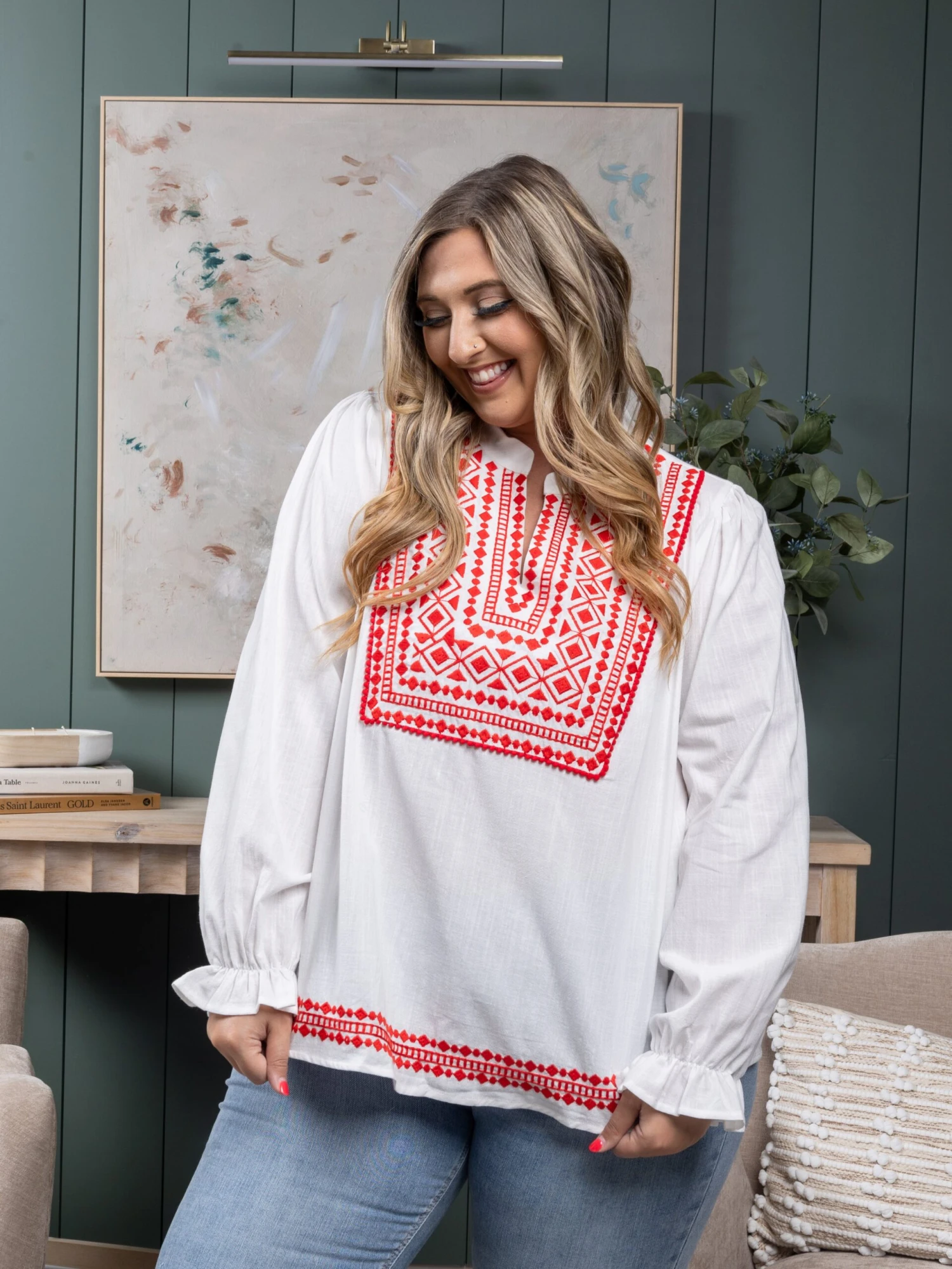 Embroidered Long Sleeve Top | S - 3X 4 Embroidered Long Sleeve Top | S - 3X - Image 2