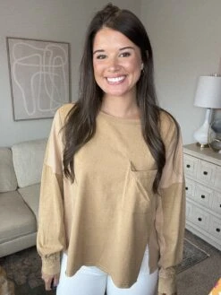 Scoop Neckline Oversized Washed Long Sleeve Top | S - 3XL