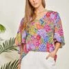 Emily Wonder Bright Floral Flare Sleeve Blouse | S - 3X -Bee Cool Store fKoAlM2NzfuGaQpBRWdPSb64uO0EEsRtN7zjVePd