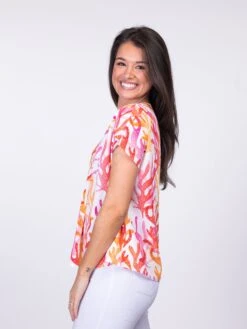 V Neck Short Sleeve Printed Top | S-L -Bee Cool Store hkC52HWZ3bWmi7PB95wv2FhFMPH9474UG1c5Mesq