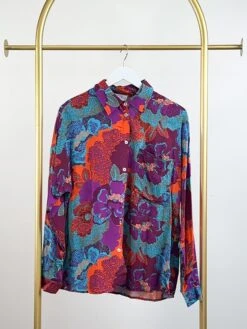 Printed Button Down Long Sleeve Collared Blouse | S - 3X