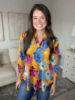 Multicolor Floral Long Sleeve Top | S-3X