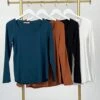 Scoop Neck Long Sleeve Fitted Top| S-3X