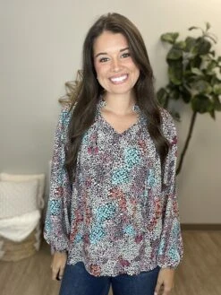 Floral Print Puff Sleeve Top | S-2X