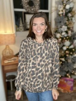 Animal Print Long Sleeve Drawstring Hoodie | S - 3X