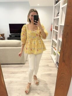 Floral Eyelet Detail Top *Final Sale*