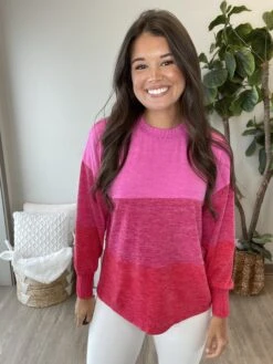 Color Block Long Sleeve Top | S-3X