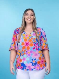 Floral Print Flare Sleeves Blouse | S - 3X