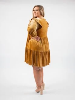 Velvet Ruffled Cap Shoulders Long Sleeve Dress | S - L -Bee Cool Store yIbBWlhX8bP8w4YaMLBIRDZyK41k9oahwtNWuKwi