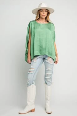 Silky Satin Dolman Sleeve Top | S-L
