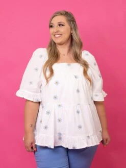 Daisy Embroidered Square Neck Balloon Sleeve Top | S - 3XL -Bee Cool Store yfzrd0MWPk8QODCcSXB0yTKE34a0Ek62qeqzsAMA