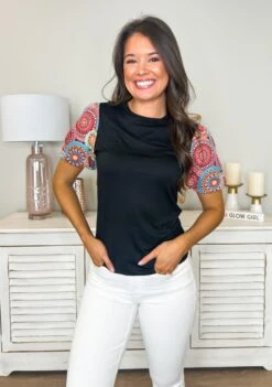 Round Neck Bubble Sleeve Top | S-3XL